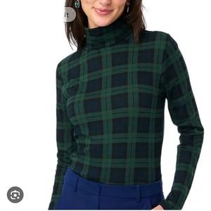 J. Crew Cotton Plaid Medium Turtleneck in Blue/Green - New with tags
